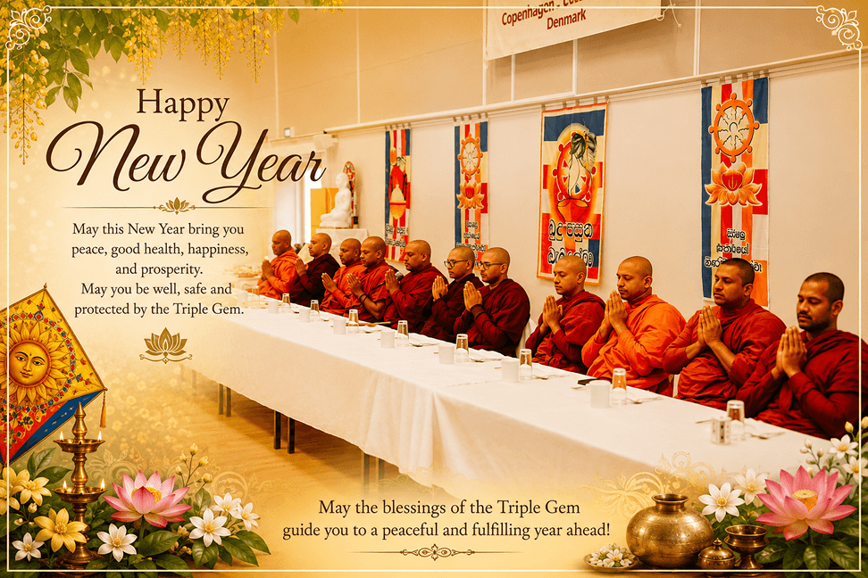Monks performing New Year blessing chants in the shrine room